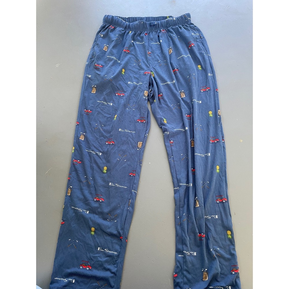 Ben Sherman Mens Navy Blue Golf Print Pajama Lounge Pants Size M